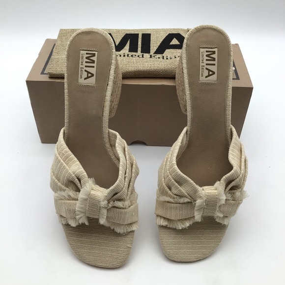 MIA Womens Isandra Natural Fabric Espadrille Wedge Slide Sandals Size 11M NEW - Picture 3 of 6